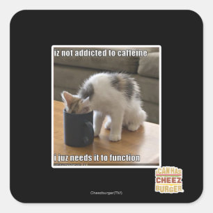 Pegatina Cuadrada No se envicia al cafeína