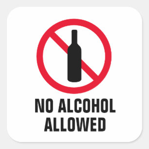 Pegatina Cuadrada No se permite beber alcohol.