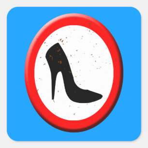 Pegatina Cuadrada No se permiten zapatos de altura