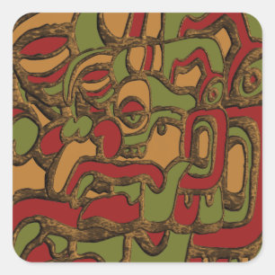 Pegatina Cuadrada no se puede cambiar el diseño de jeroglíficos maya