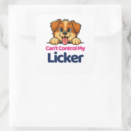 Pegatina Cuadrada No se puede controlar mi diseño gracioso de perro