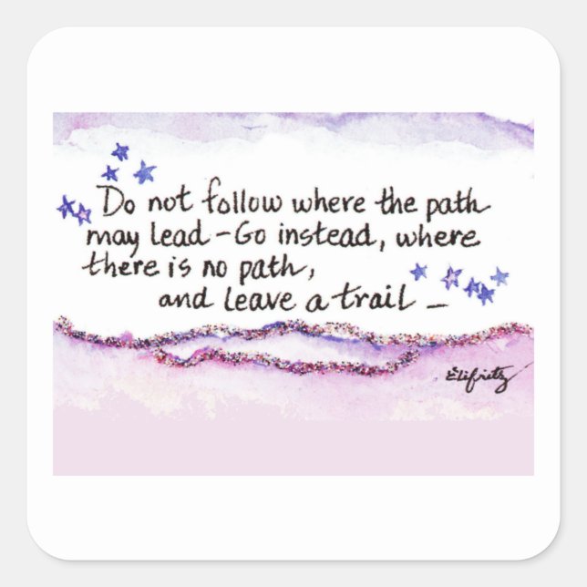 Pegatina Cuadrada No seguir donde puede conducir el trazado (Anverso)