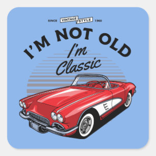 Pegatina Cuadrada ¡No soy viejo, soy clásico! Corvette 1961