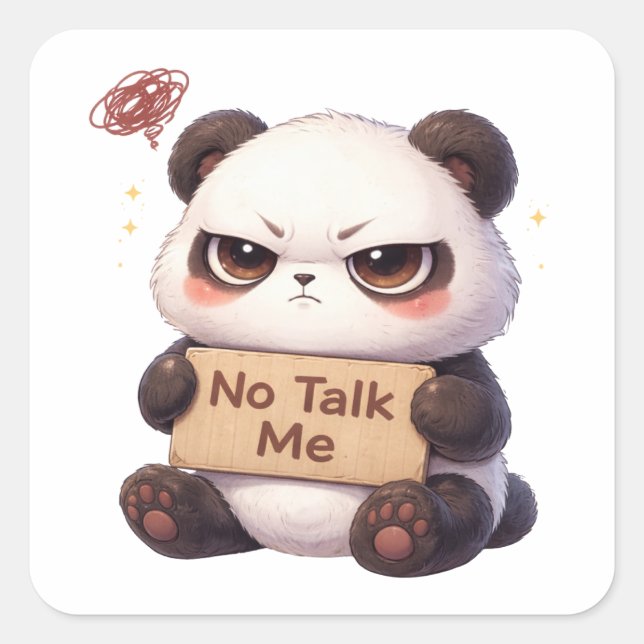 Pegatina Cuadrada No Talk Me Tired Panda Sticker (Anverso)