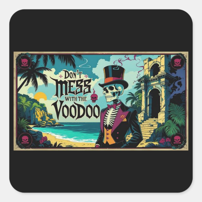Pegatina Cuadrada No te metas con el vodoo (Anverso)