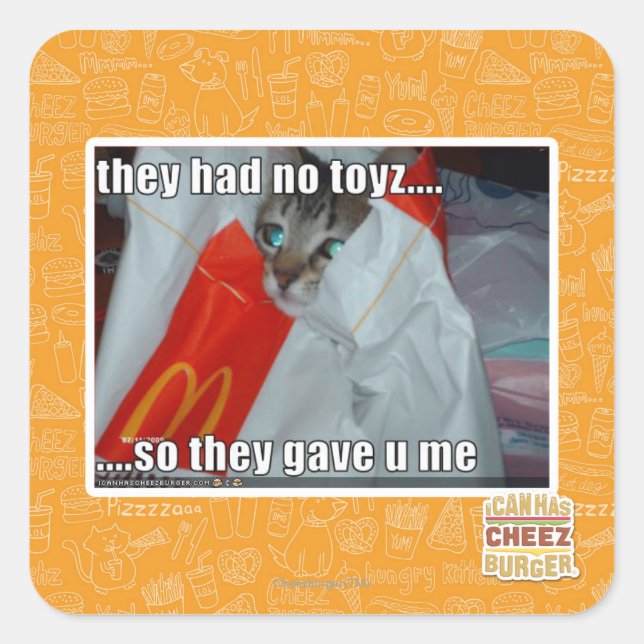 Pegatina Cuadrada no tenían juguete (Anverso)