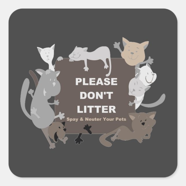 Pegatina Cuadrada No tirar (Spay & Neuter) (Anverso)