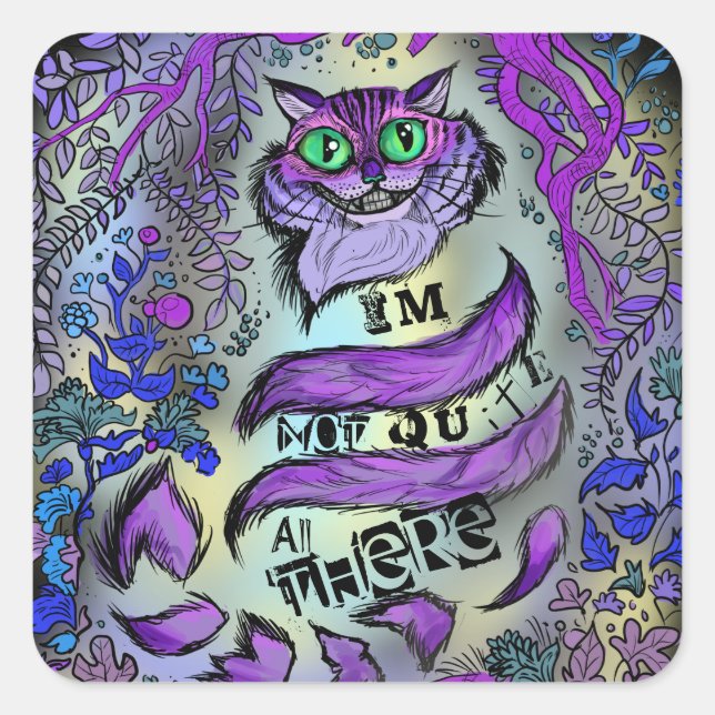 Pegatina Cuadrada No Todo Ahí, Gato Loco (Anverso)