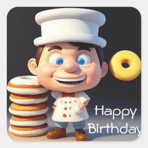 Pegatina Cuadrada No toques mis donuts, Pegatinas de cumpleaños