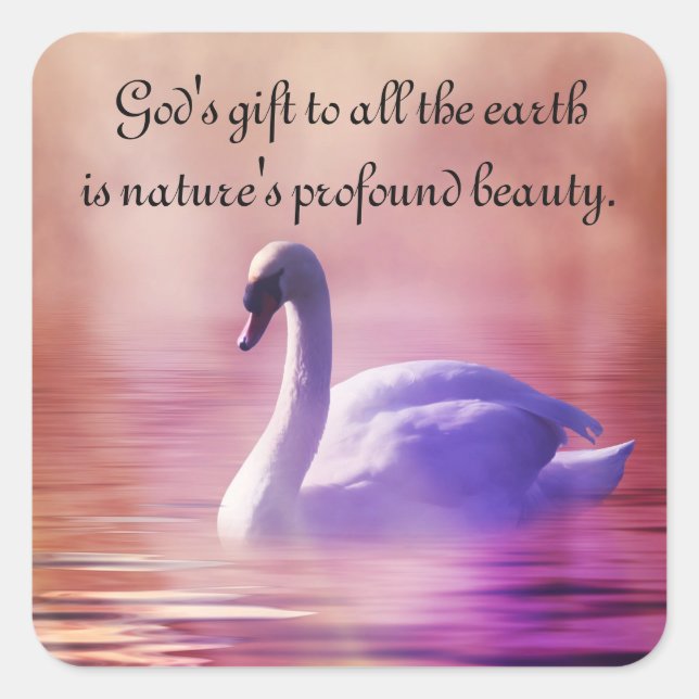 Pegatina Cuadrada Noble Swan (Anverso)