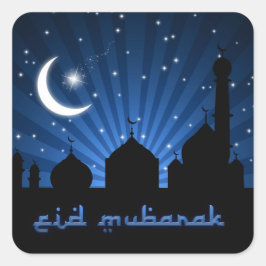 Pegatina Cuadrada Noche azul de la Mezquita Eid