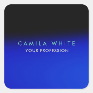 Pegatina Cuadrada Noche Azul Elegante Profesional Clásico Negocios