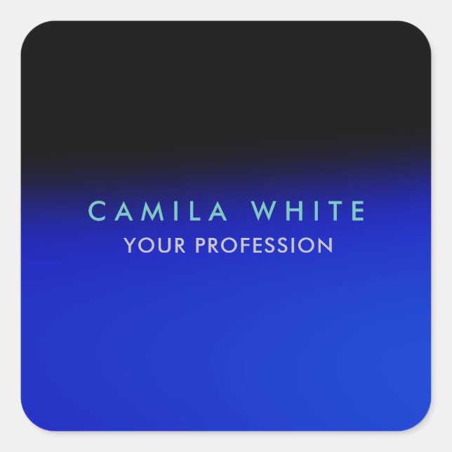 Pegatina Cuadrada Noche Azul Elegante Profesional Clásico Negocios (Anverso)
