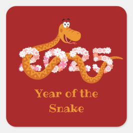 Pegatina Cuadrada Noche china de madera de Zodiac 2025