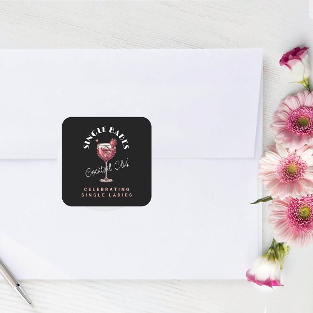 Pegatina Cuadrada Noche de Chicas de cócteles rosados para nanas ind (Subido por el creador)