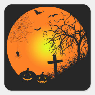 Pegatina Cuadrada Noche de Halloween