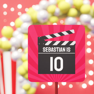 Pegatina Cuadrada Noche de la película roja Clapperboard Niños Fiest