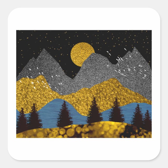 Pegatina Cuadrada Noche de oro (Anverso)