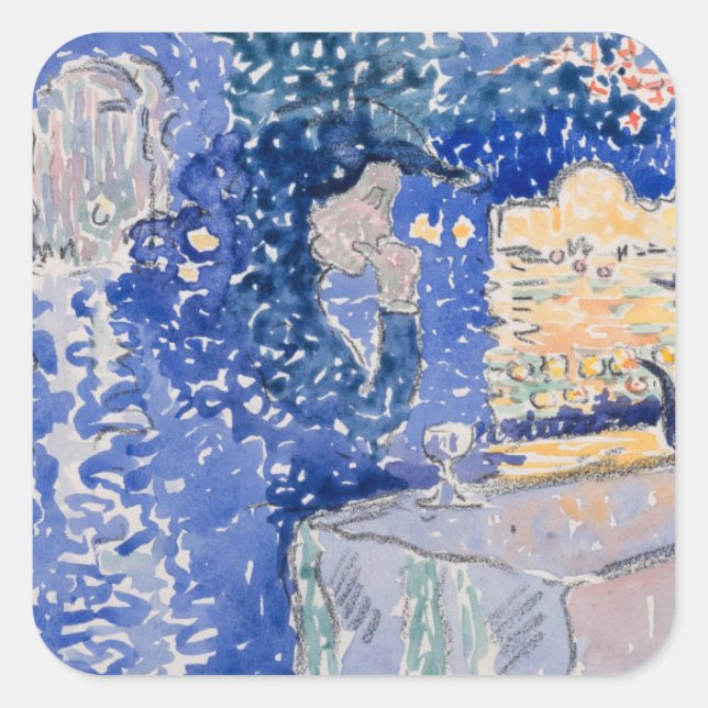 Pegatina Cuadrada Noche de Venecia del Festival del Redentor (Anverso)