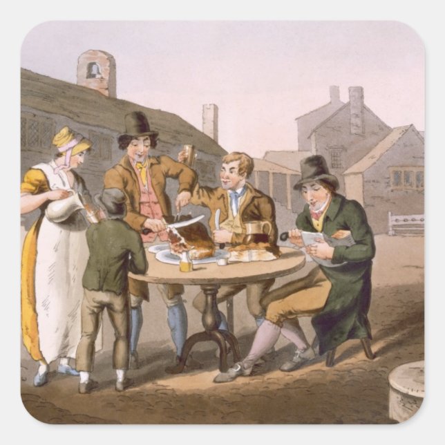 Pegatina Cuadrada Noche de verano, de la tumba de "Costume of Yorksh (Anverso)