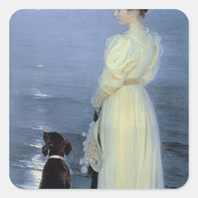 Pegatina Cuadrada Noche de verano en Skagen (Anverso)