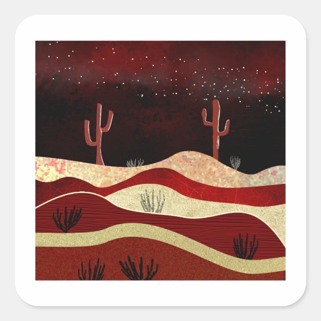Pegatina Cuadrada Noche del desierto (Anverso)