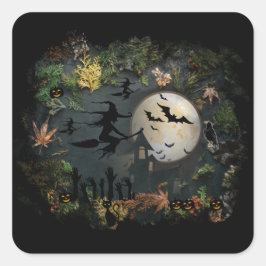Pegatina Cuadrada Noche del Fiesta de las brujas