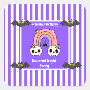 Pegatina Cuadrada Noche Embrujada Fiesta Cumpleaños – Noche de Hallo