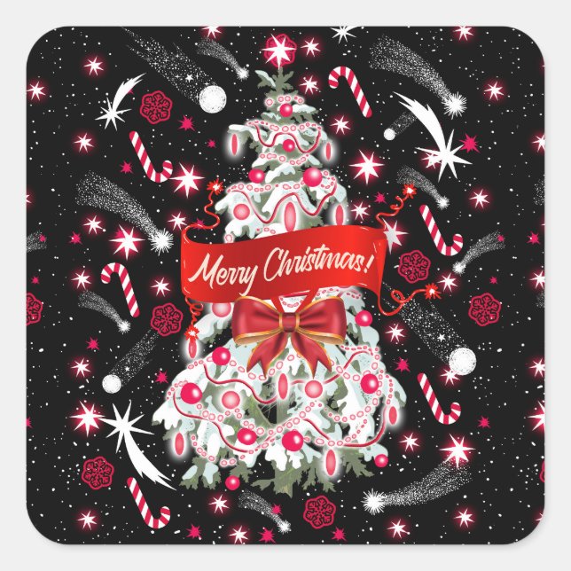 Pegatina Cuadrada Noche estrellada (Anverso)