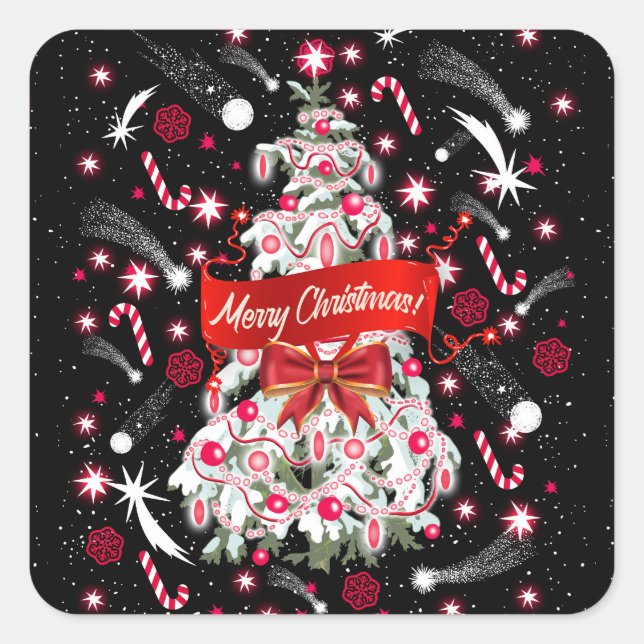 Pegatina Cuadrada Noche estrellada (Anverso)