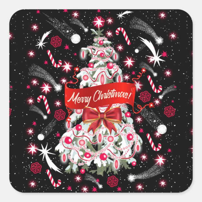 Pegatina Cuadrada Noche estrellada (Anverso)