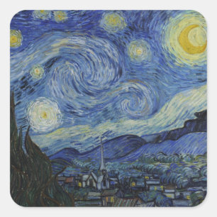 Pegatina Cuadrada "Noche estrellada" por Van Gogh