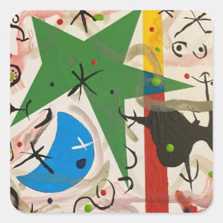 PEGATINA CUADRADA NOCHE LOCA CON ESTRELLA VERDE