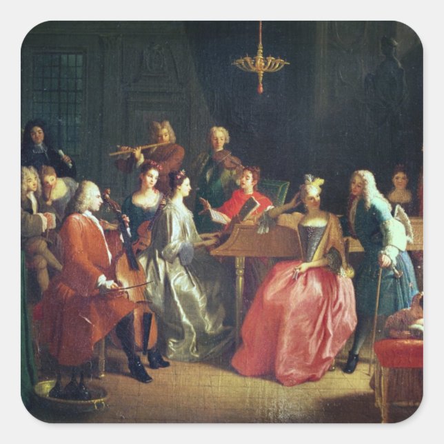 Pegatina Cuadrada Noche musical (aceite sobre lienzo) (Anverso)