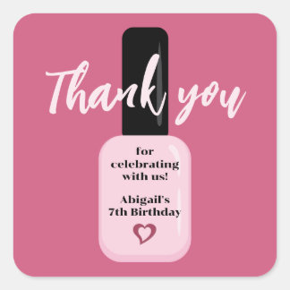 Pegatina Cuadrada Noche rosa moderno polaco gracias cumpleaños