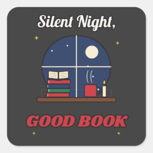 Pegatina Cuadrada Noche silenciosa, buen libro