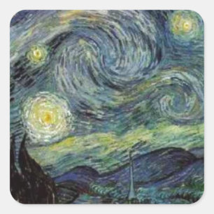 Pegatina Cuadrada Noche Starry - van Gogh