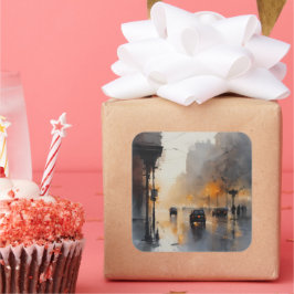 Pegatina Cuadrada Noche urbana Misty