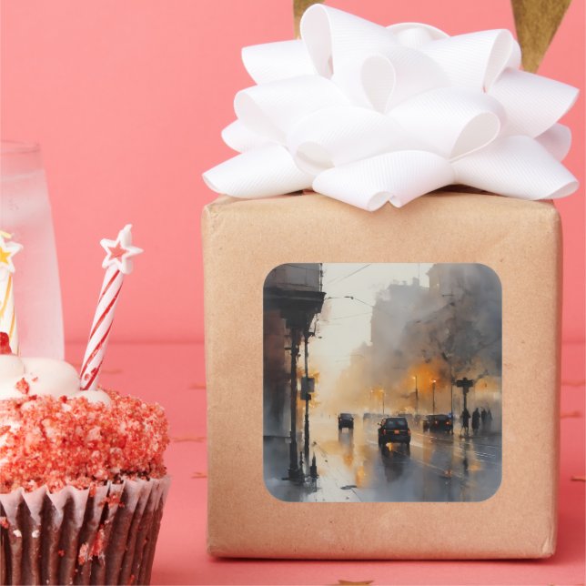 Pegatina Cuadrada Noche urbana Misty (Fiesta)