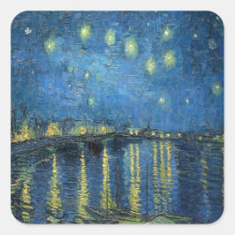 Pegatina Cuadrada Noche Van Gogh Starry sobre el Ródano
