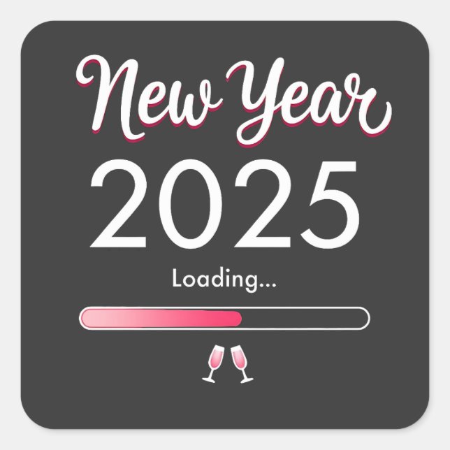 Pegatina Cuadrada Nochebuena de Año Nuevo 2025 (Anverso)