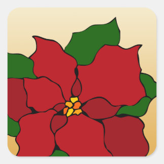 Pegatina Cuadrada Nochebuena de Vidrio Emplomado