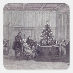 Pegatina Cuadrada Nochebuena en Alemania