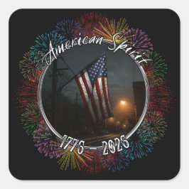 Pegatina Cuadrada Noches de Ciudad Bandera Americana Espíritu de 177