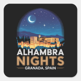 Pegatina Cuadrada Noches de la Alhambra - Granada España Viaje Arte