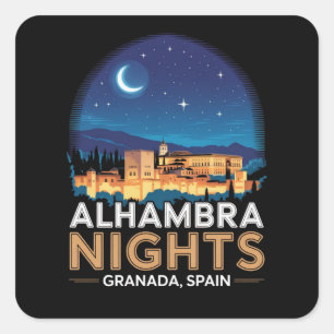 Pegatina Cuadrada Noches de la Alhambra - Granada España Viaje Arte