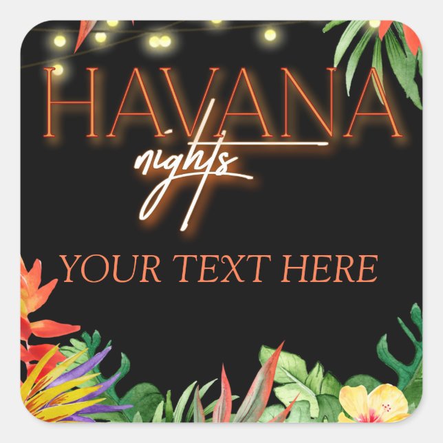 Pegatina Cuadrada Noches de La Habana, Fiesta de Las Noches de La Ha (Anverso)