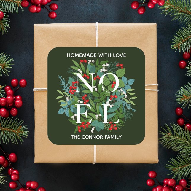 Pegatina Cuadrada NOEL Holly Berries Navidades caseros (Subido por el creador)