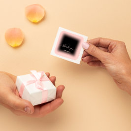 Pegatina Cuadrada Nombra de agradecimiento Rosa Black Business Onlin