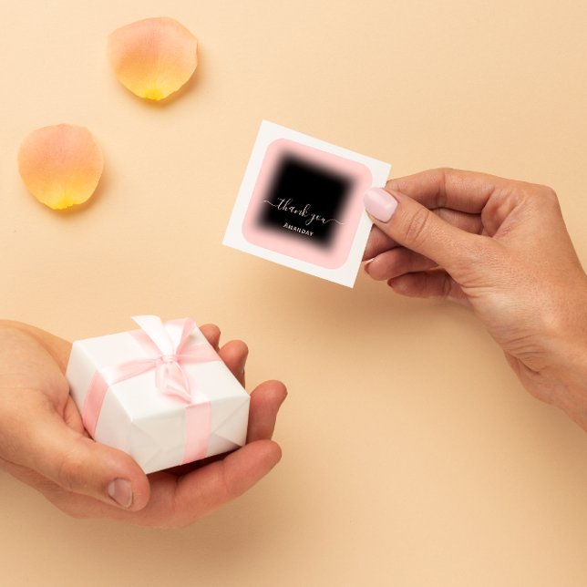 Pegatina Cuadrada Nombra de agradecimiento Rosa Black Business Onlin (Subido por el creador)
